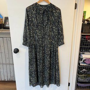 Uniqlo Sheer Bohemian Paisley Floral Dress Maxi Size Small